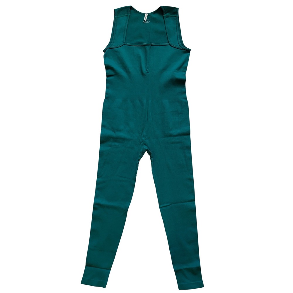 Halara Green Ribbed Square Neck Seamless Bodysuit Jumpsuit Womens XL Activewear